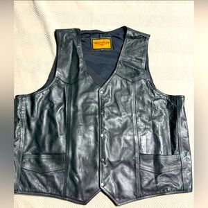 Black Leather Riding Vest by Dream Leather